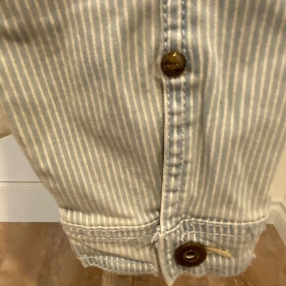 Jou Jou Denim Jacket Striped Jean Stretch Fabric Size M - Picture 13 of 16